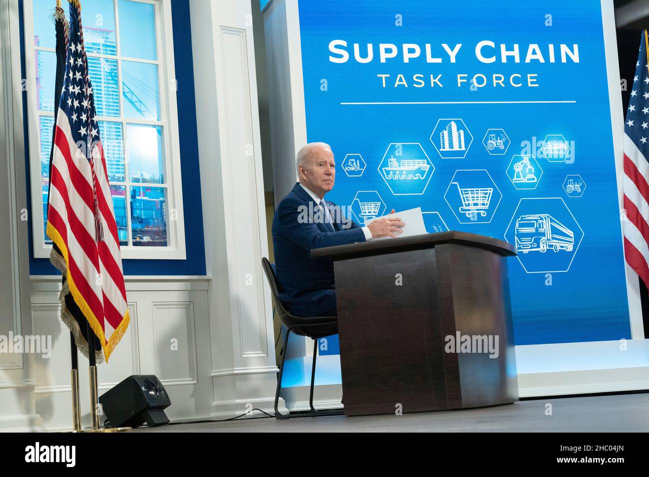 United States President Joe Biden meets with his Supply Chain
