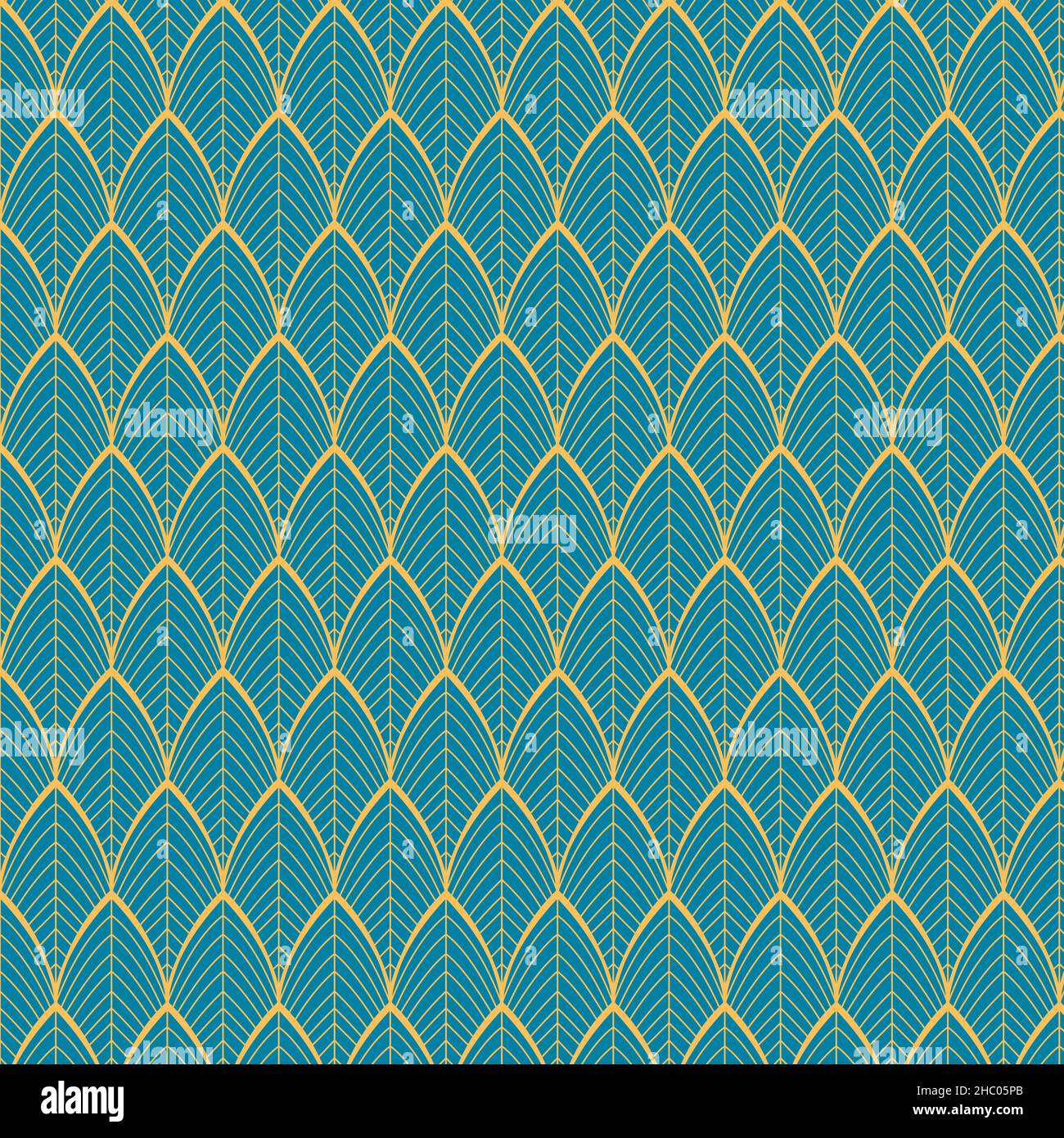 Abstract seamless pattern in turquoise and gold. Beautiful wallpaper ideal for background use Stock Vector