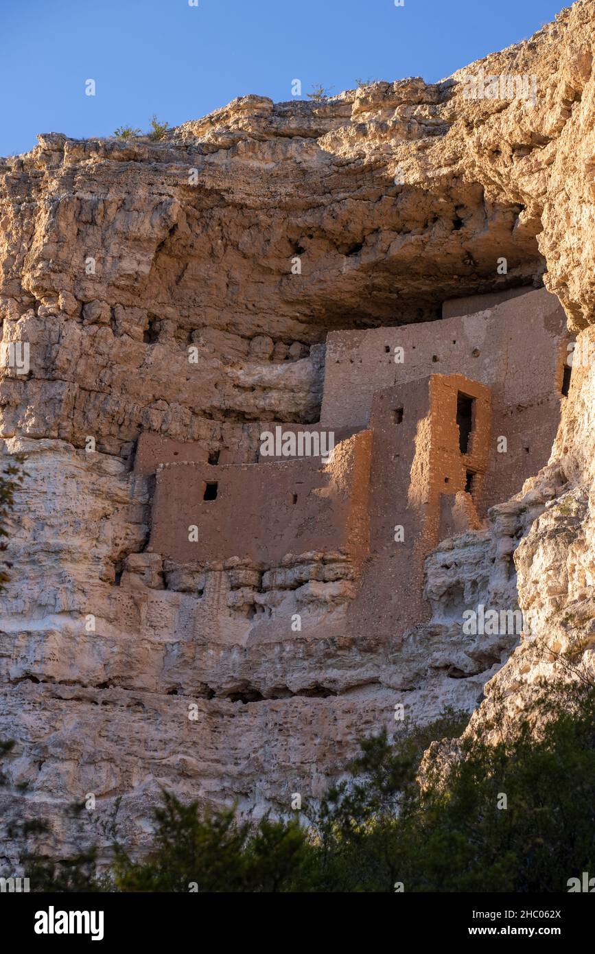 Montezuma Castle National Monument  a set of cliff dwellings located in Camp Verde, Arizona. Stock Photo
