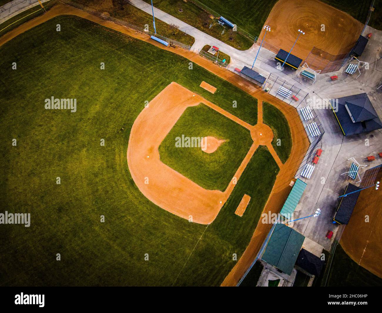 Empty baseball diamonds with vivid colors Stock Photo