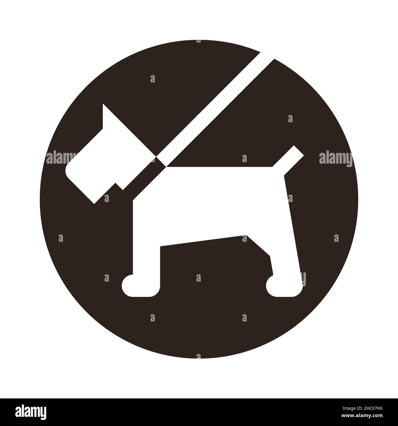 Dog on a leash. Dogs allowed sign isolated on white background Stock