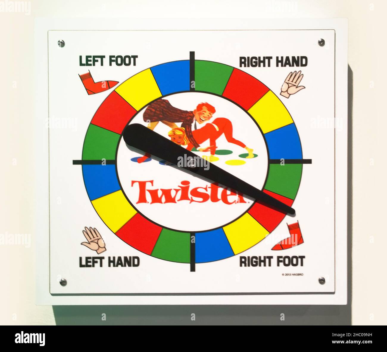 Rochester, New York, USA. December 16, 2021. Spinner for the fun, contorting game of Twister, circa 1966, on display at The Strong Museum of Play Stock Photo