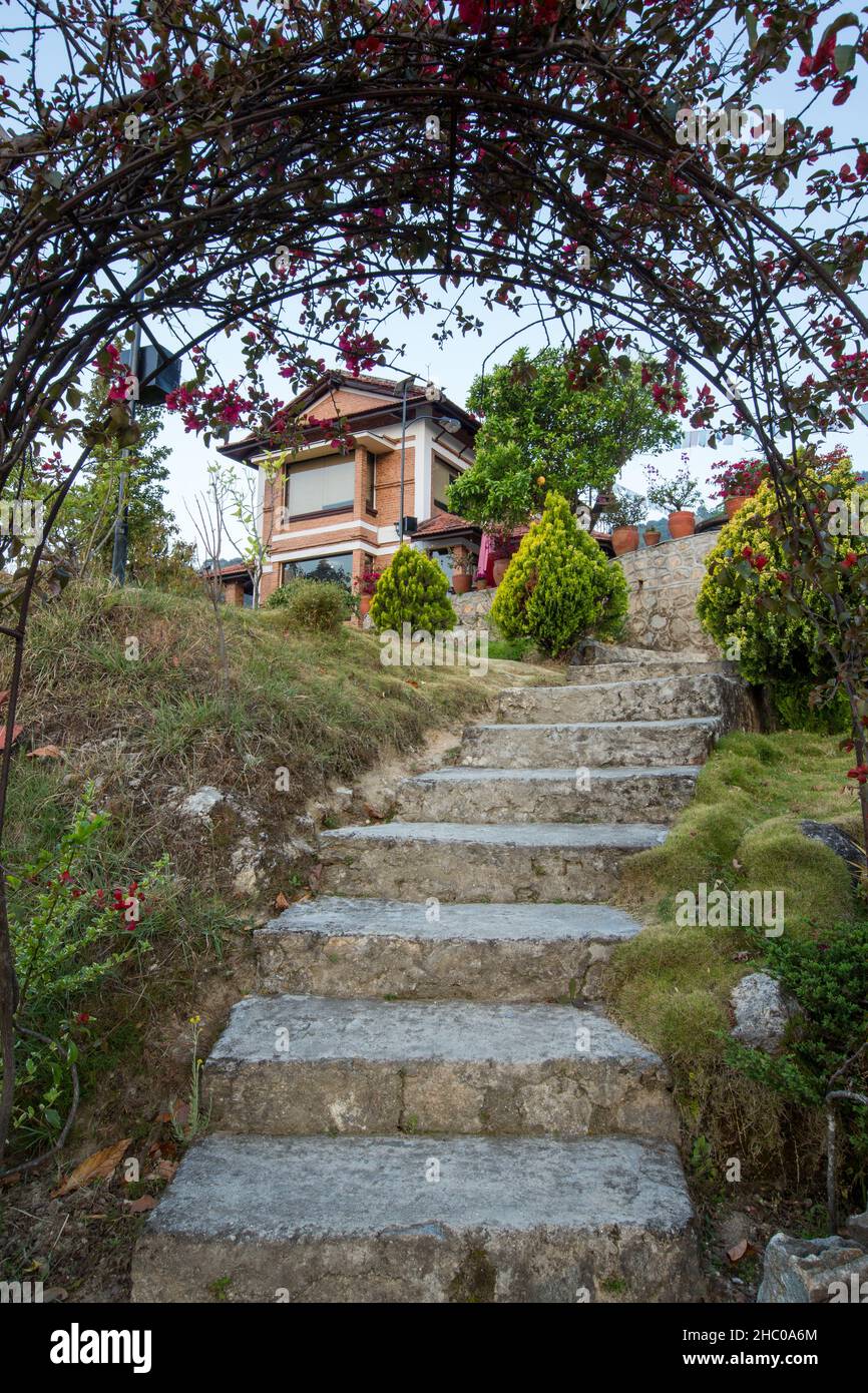Stairs From The Garden To The Main Lodge At The Chhahari Retreat A Boutique Lodge In Kathmandu