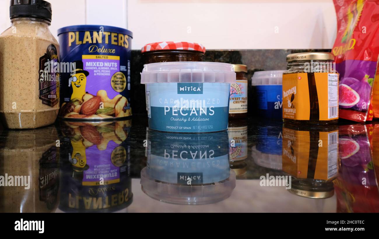 Assorted charcuterie accoutrements and supplies jam