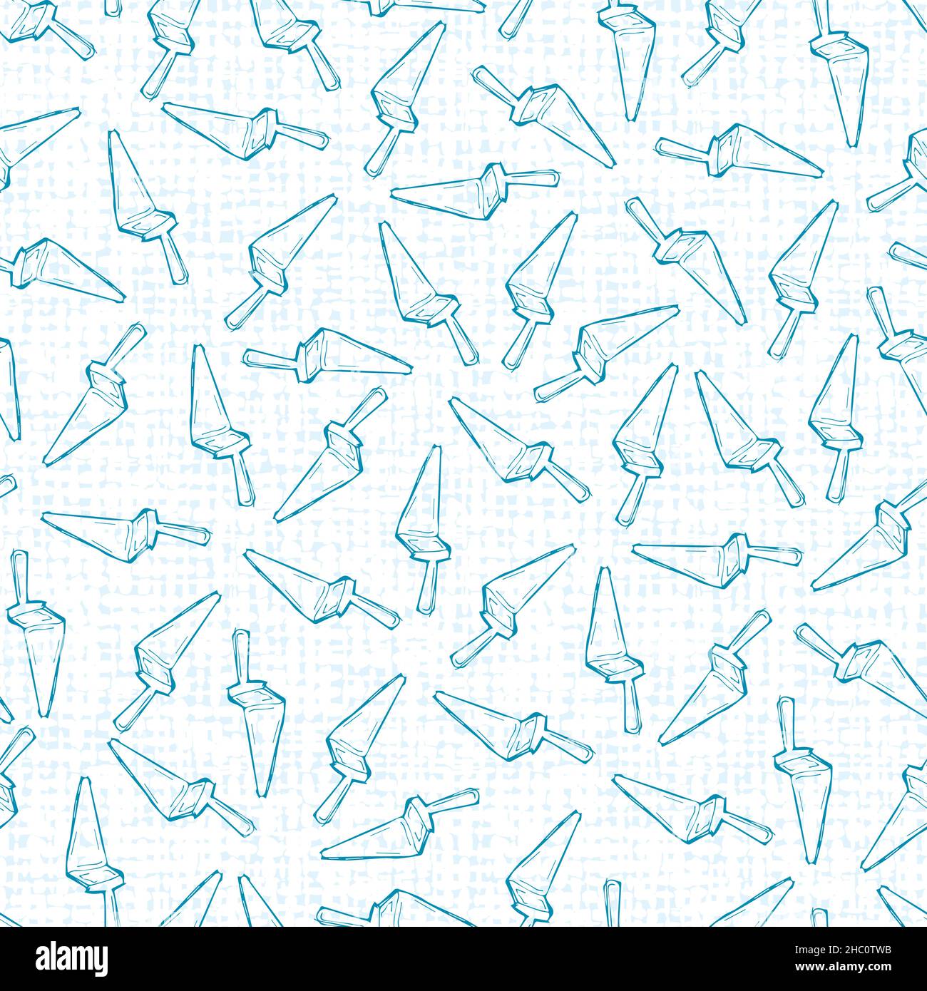 Vector white cake shovel knife simple seamless repeat pattern with canvas background 01. Perfect for fabric, scrapbooking and wallpaper projects. Stock Vector