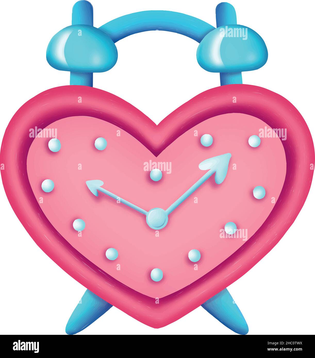 Heart shaped alarm clock.Design for Valentines Day. vector illustration