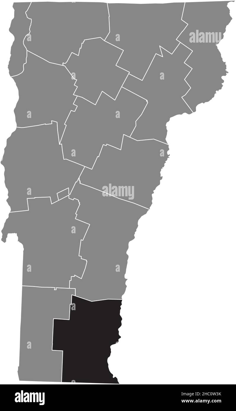 Black highlighted location map of the Windham County inside gray