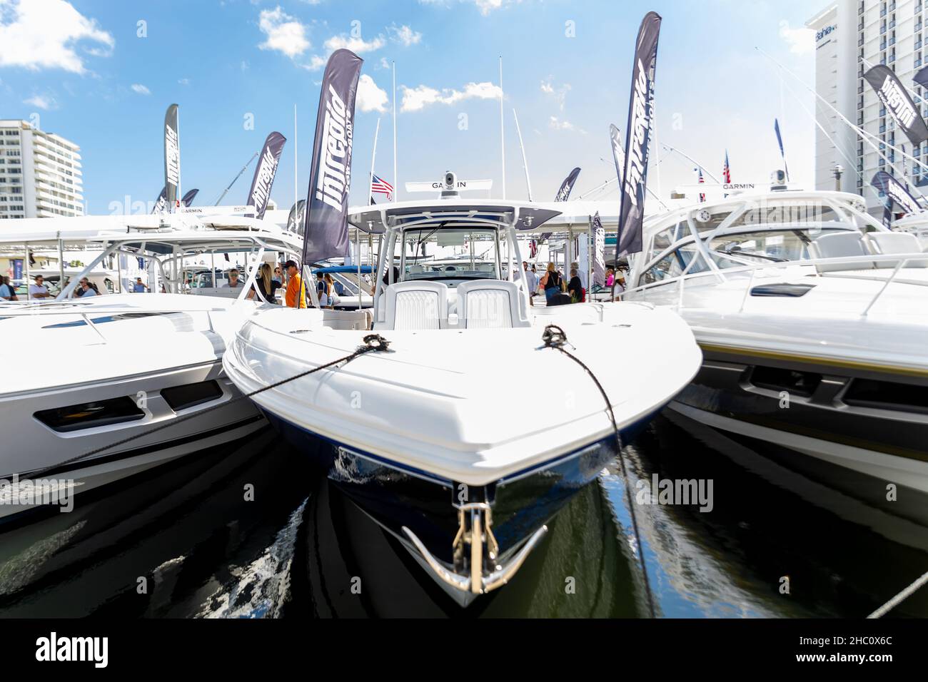 62nd annual Fort Lauderdale International Boat Show. Smaller deck boats