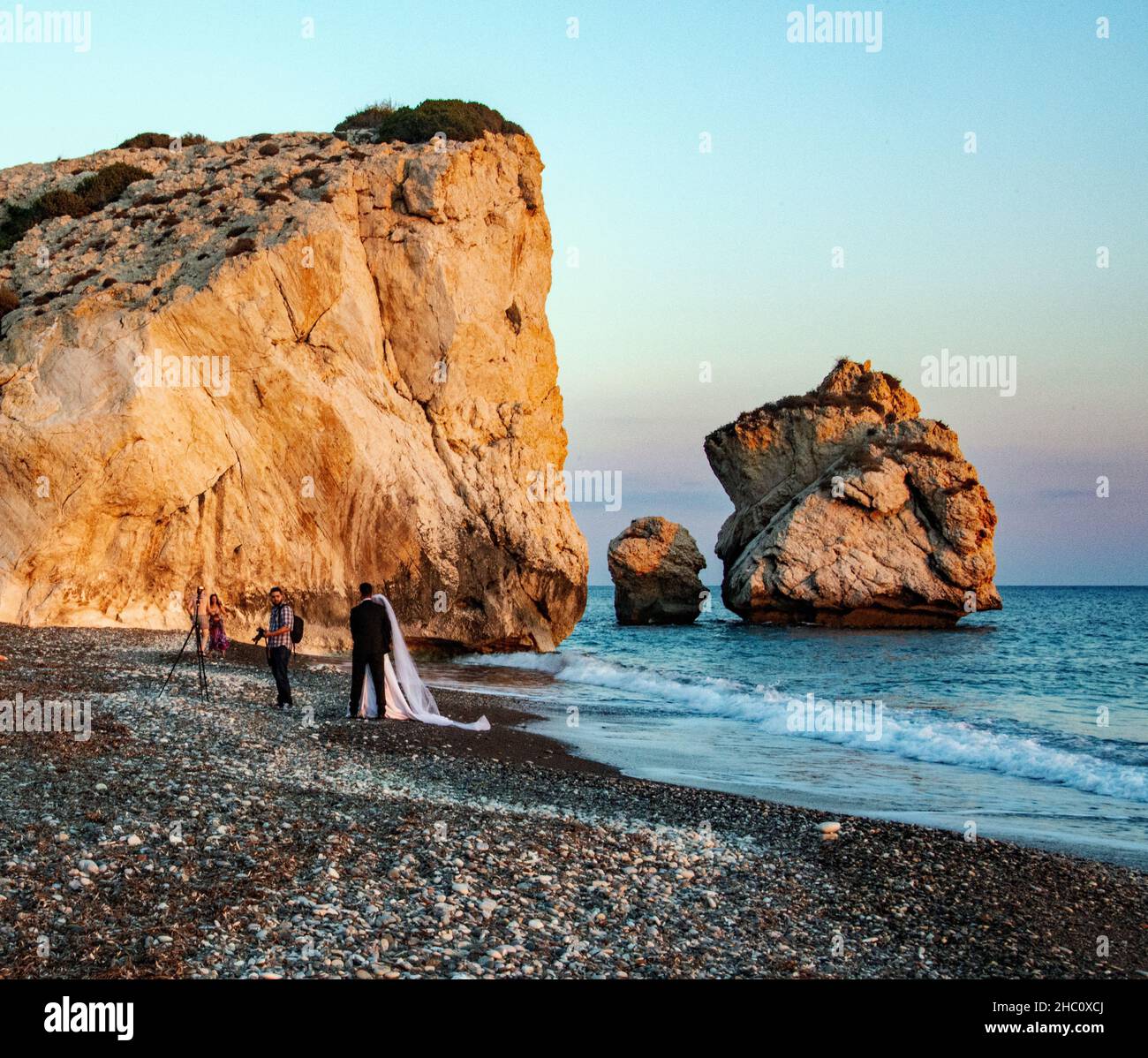 Wedding photography at Petra tou Romiou beach, Cyprus. Stock Photo