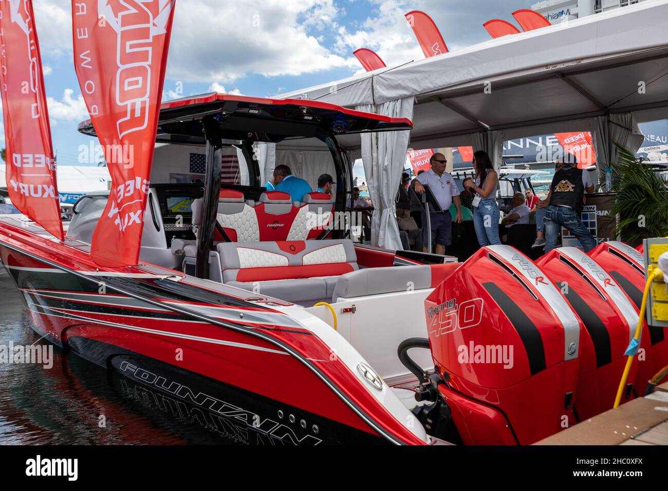 62nd annual Fort Lauderdale International Boat Show. Smaller deck boats, Cuddy cabin boats