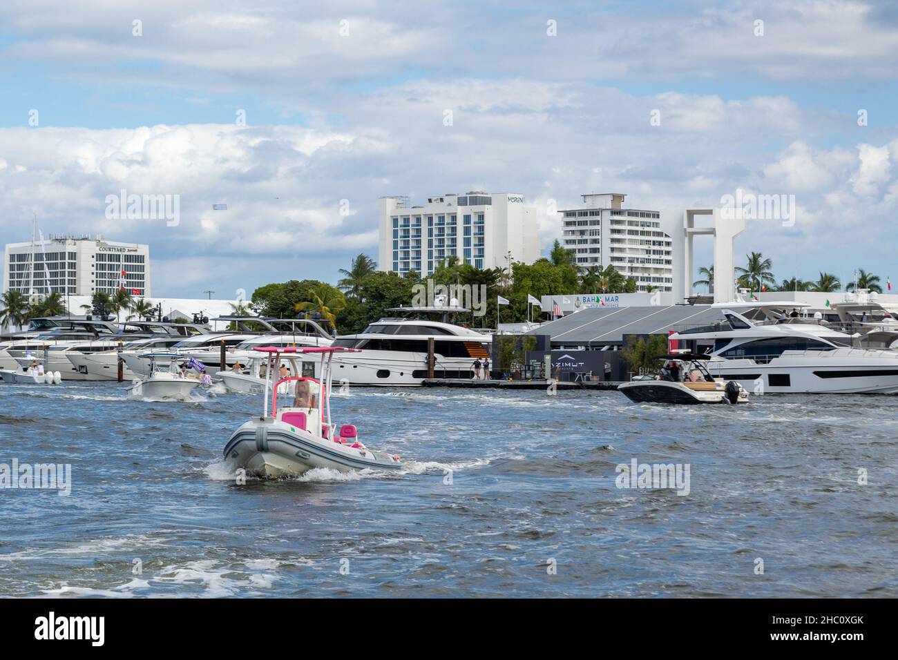 62nd annual Fort Lauderdale International Boat Show. Smaller deck boats