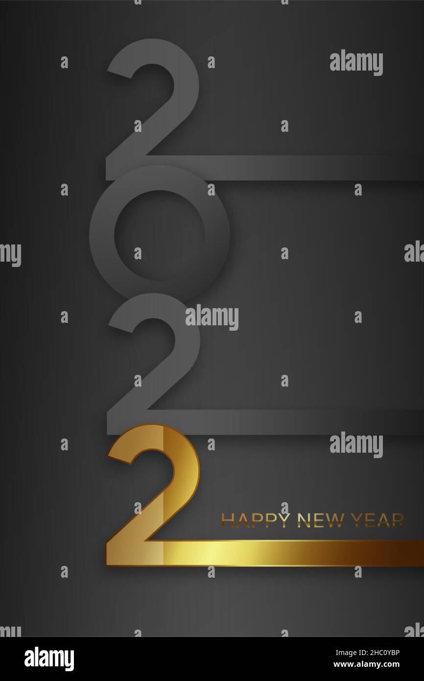 Happy New Year 2022 Banner Elegant Design Of Gray And Gold Numbers On Happy New Year 2022 Banner Elegant Design Of Gray And Gold Numbers On