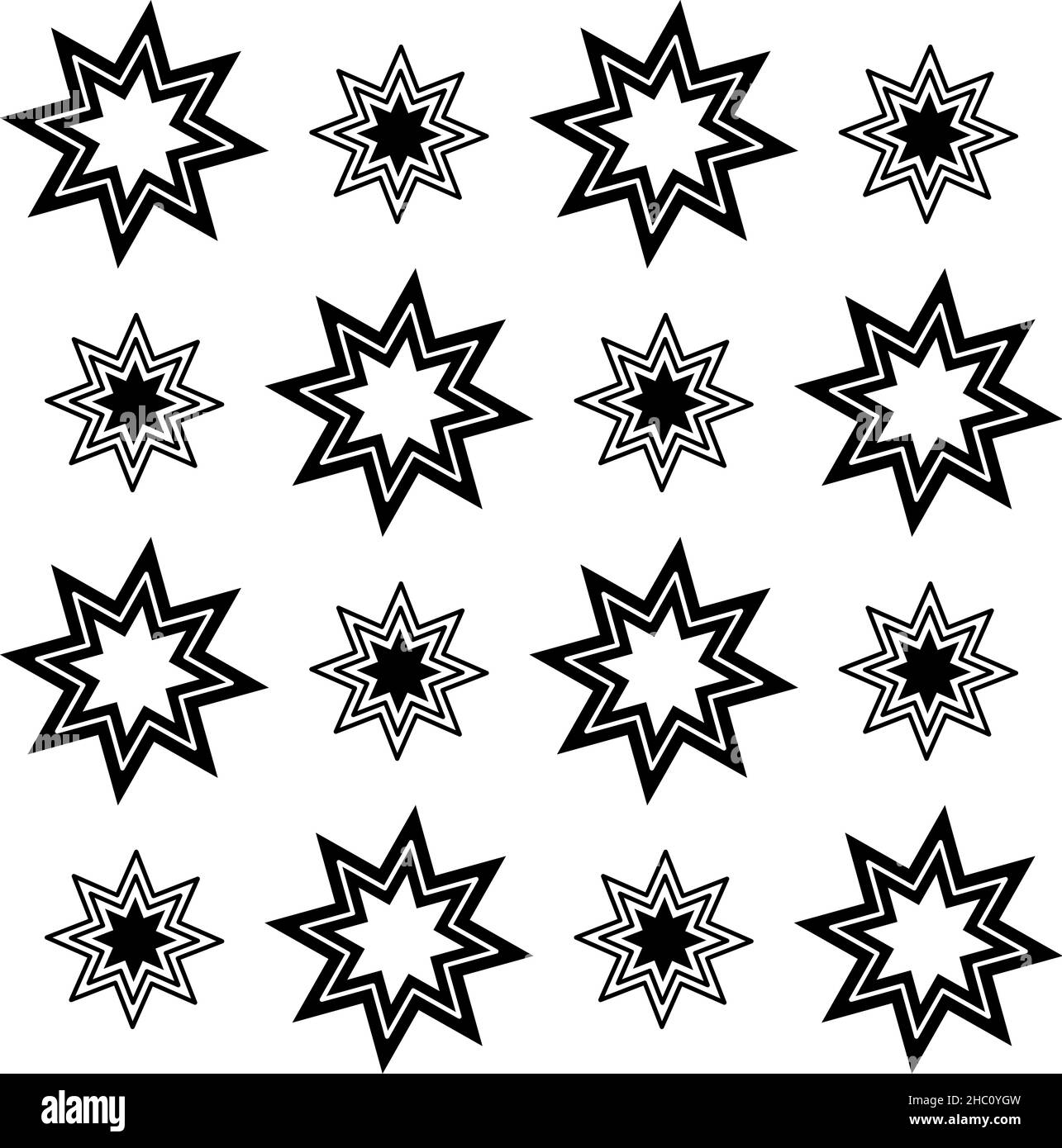 Seamless stars pattern. Simple fun celestial background. Abstract star shapes for sky illustration. Spiritual boho vibes Stock Vector