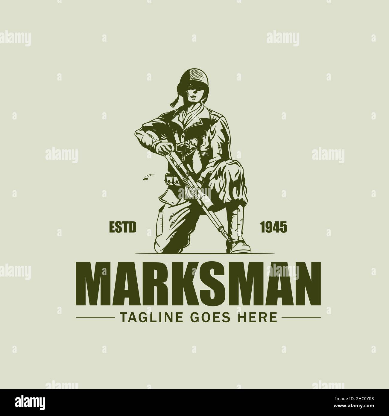 Marksman Vintage symbol vector for brand, tshirt, poster or any other purpose Stock Vector