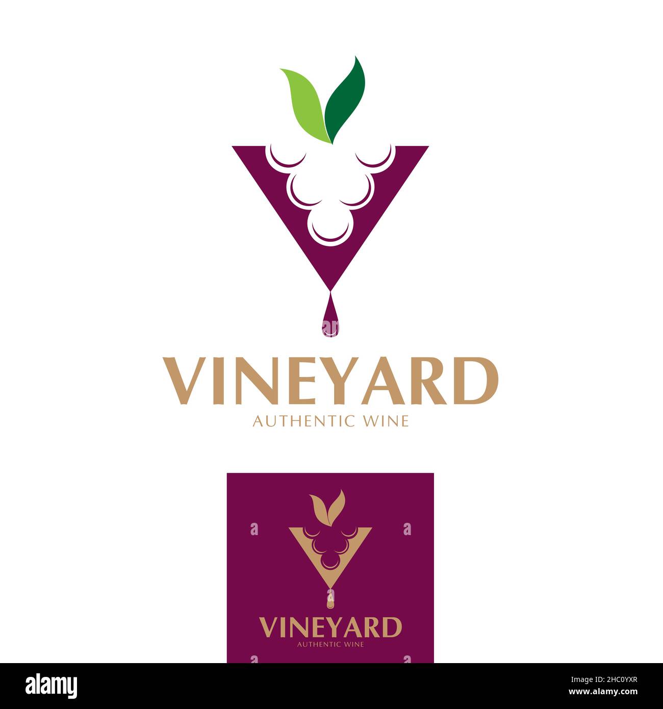 V logo, alphabet, Vineyard theme Stock Vector