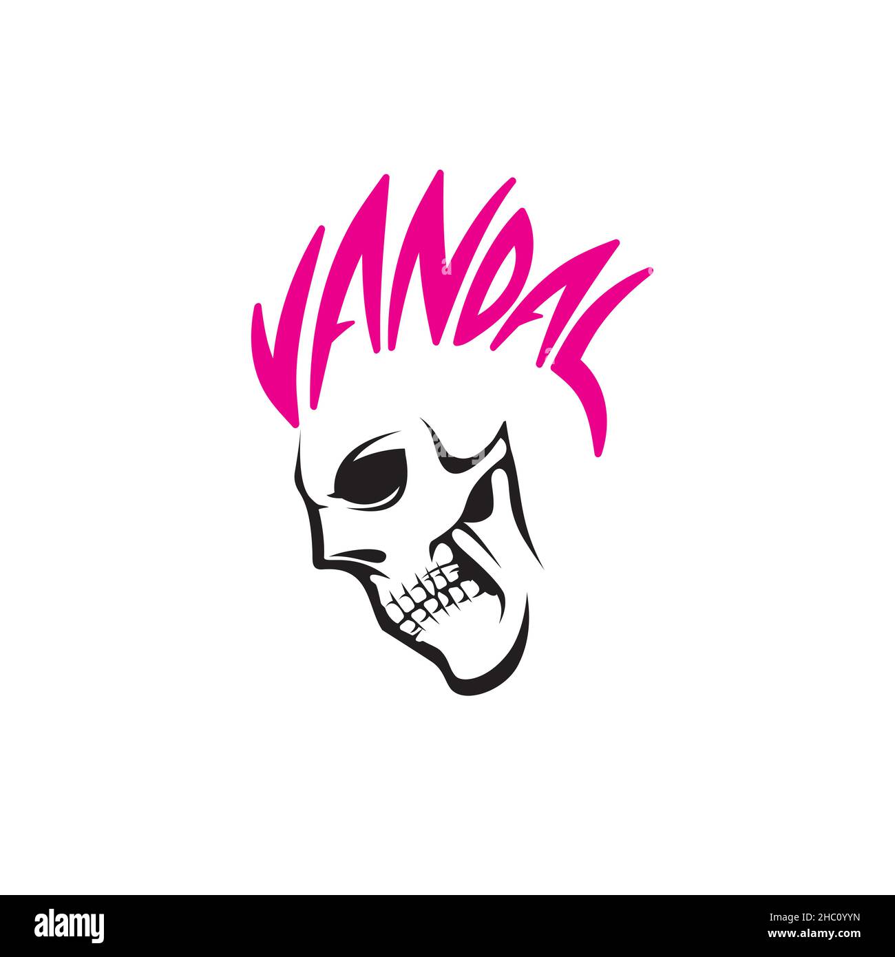 Vandal Skull vector illustration. for tshirt printing, logo, poster or any other purpose. Stock Vector