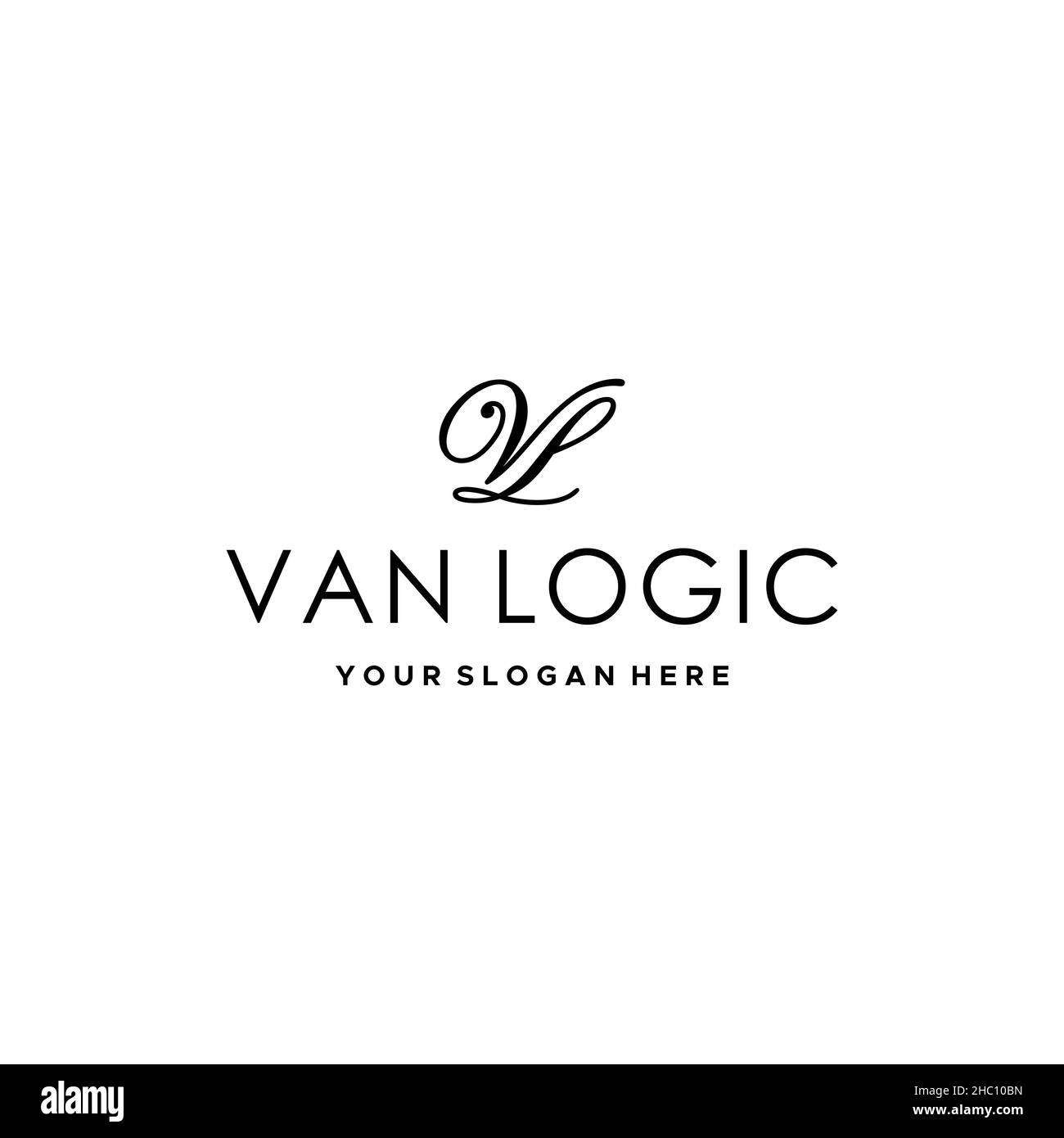 Flat letter mark initial VL VAN LOGIC logo design Stock Vector