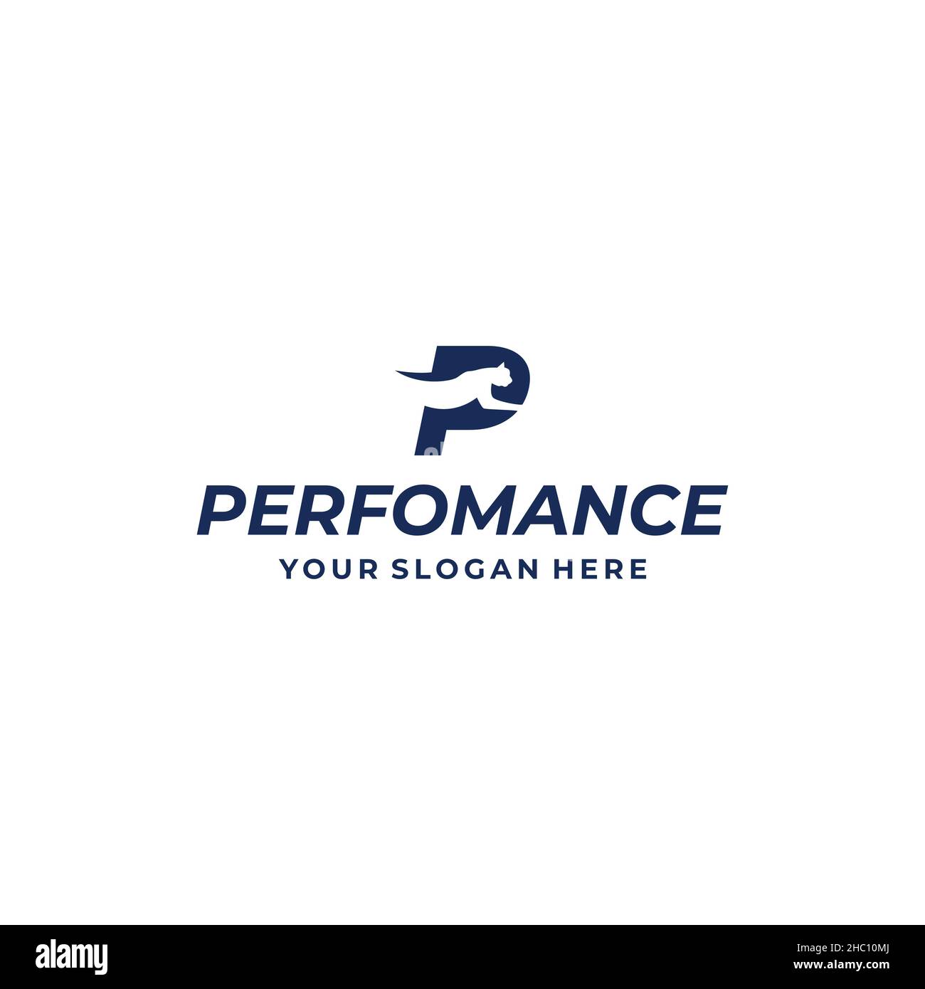 Modern design initial P PERFORMANCE logo design Stock Vector