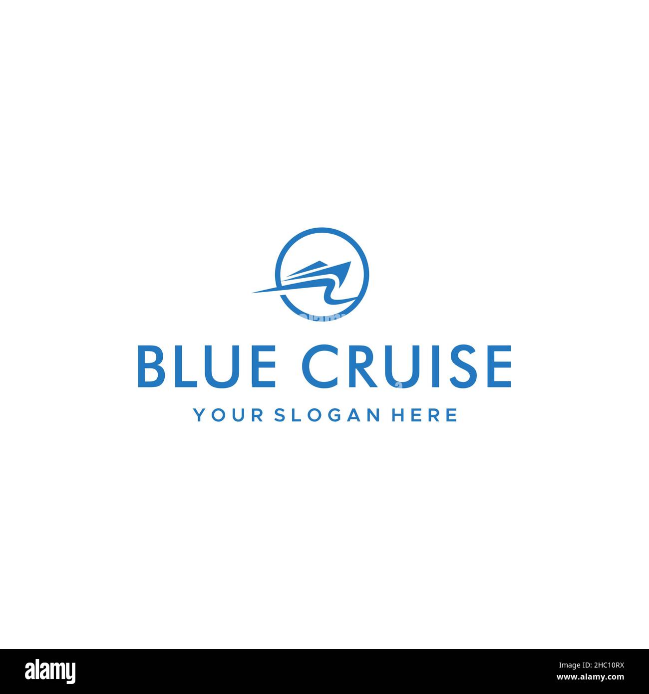 Minimalist design BLUE CRUISE nature logo design Stock Vector
