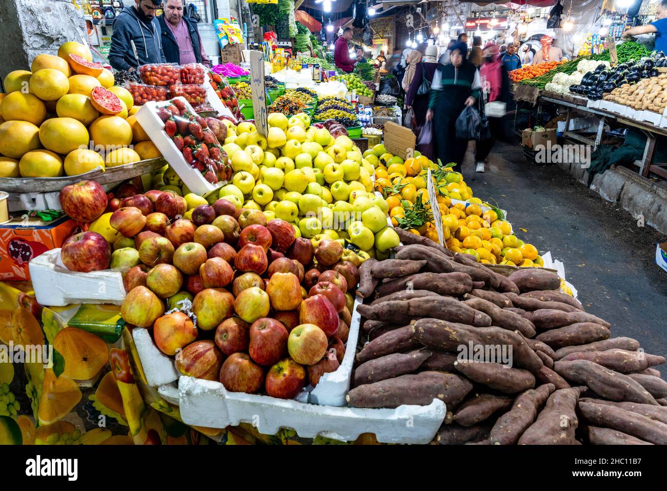 Fresh Fruit and Vegetables For Sale In The Souk, Downtown, Amman