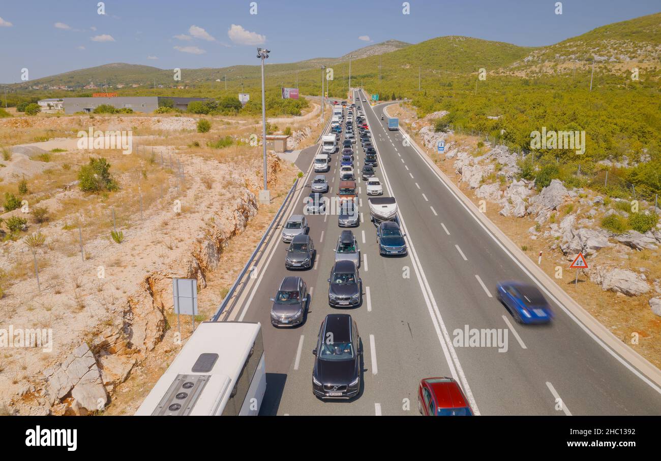 Dugopolje near Split traffic waiting at toll booths Stock Photo