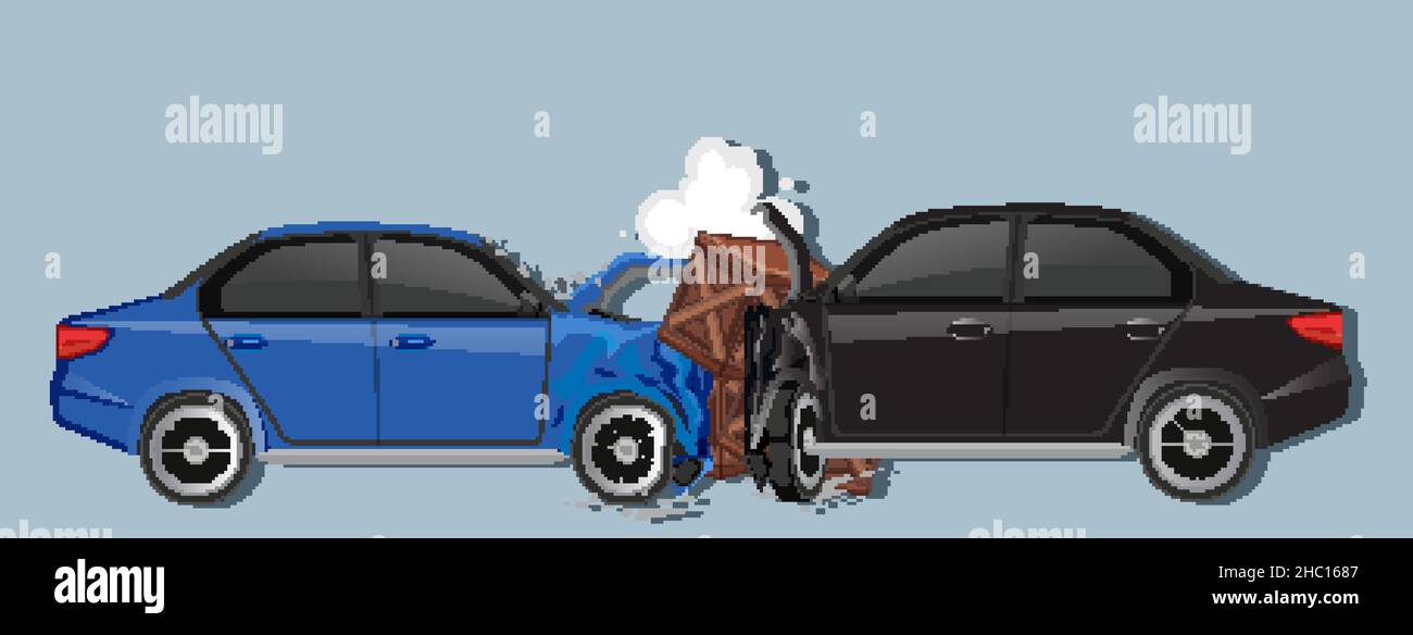 Two cars accident crashing illustration Stock Vector