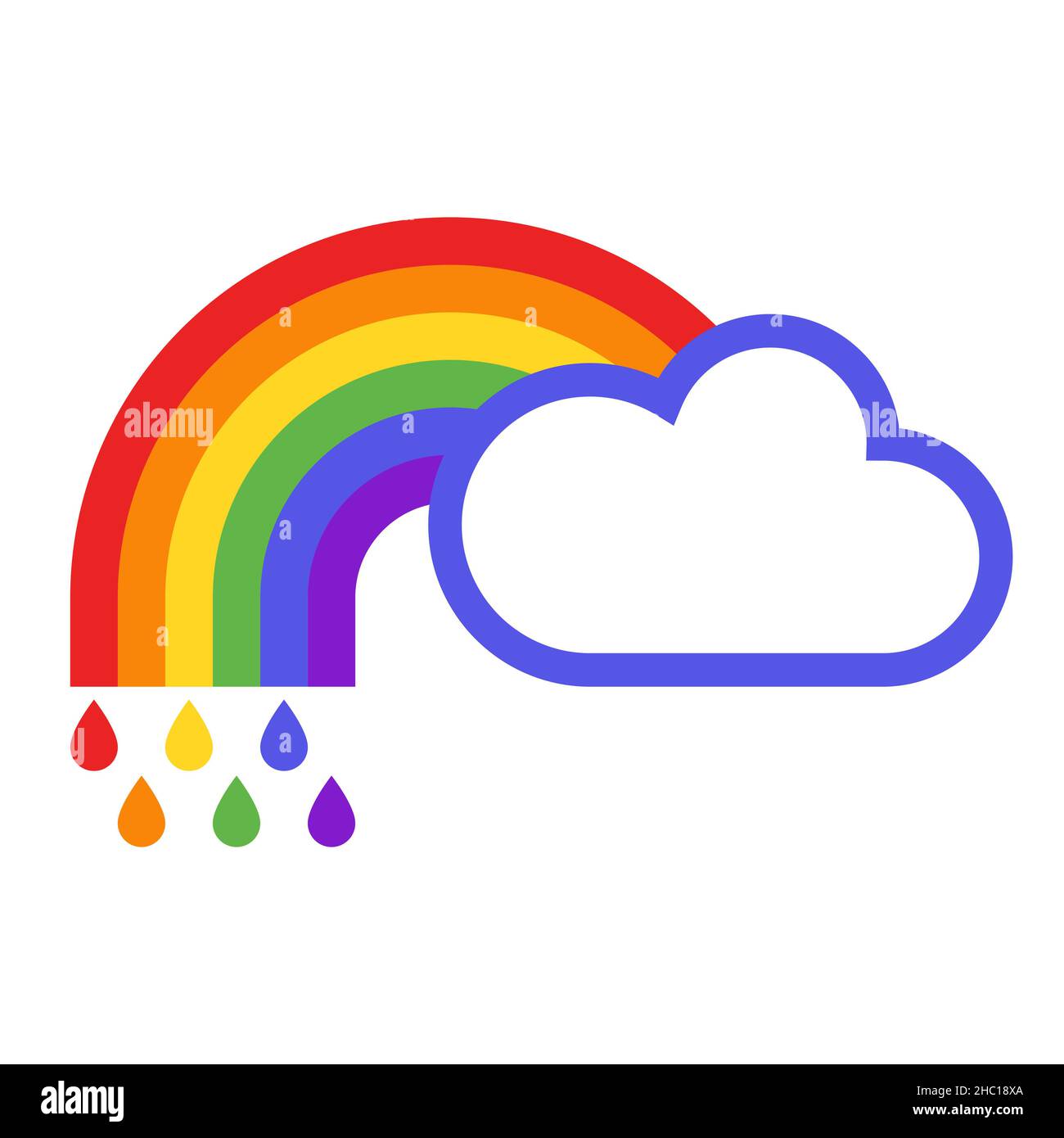 Rainbow and cloud icon isolated on white background Stock Photo - Alamy