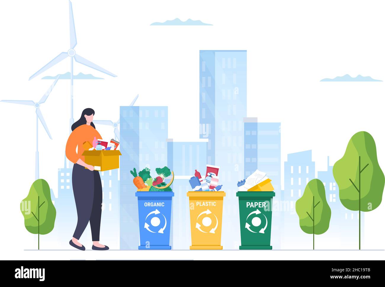 Recycle Process with Trash Organic, Paper or Plastic to Protect the Ecology  Environment Suitable For Banner, Background, And Web in Flat Illustration  Stock Vector Image & Art - Alamy