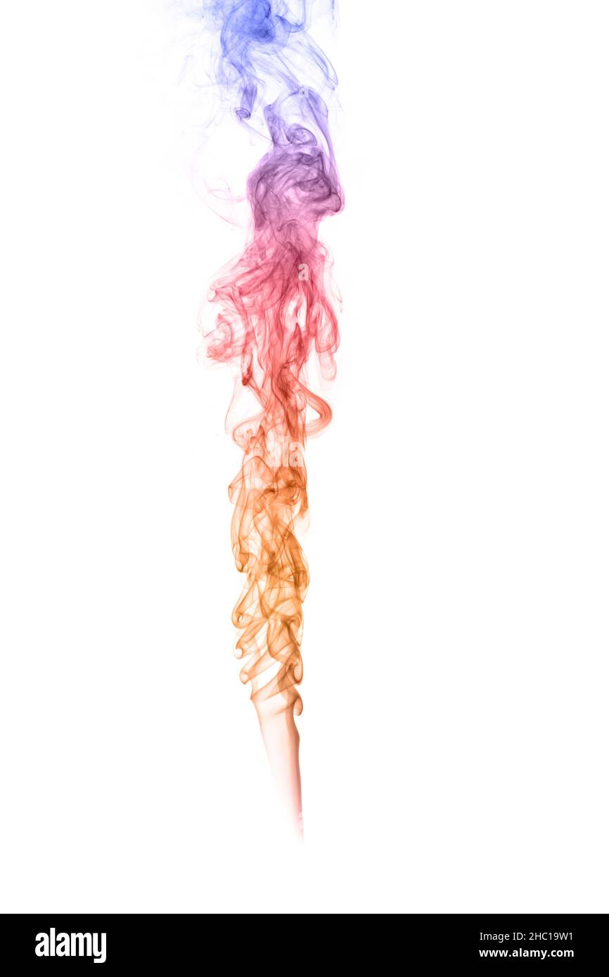 Smokeping Using Curl Clouds of curls of colored smoke on a white background Stock Photo - Alamy