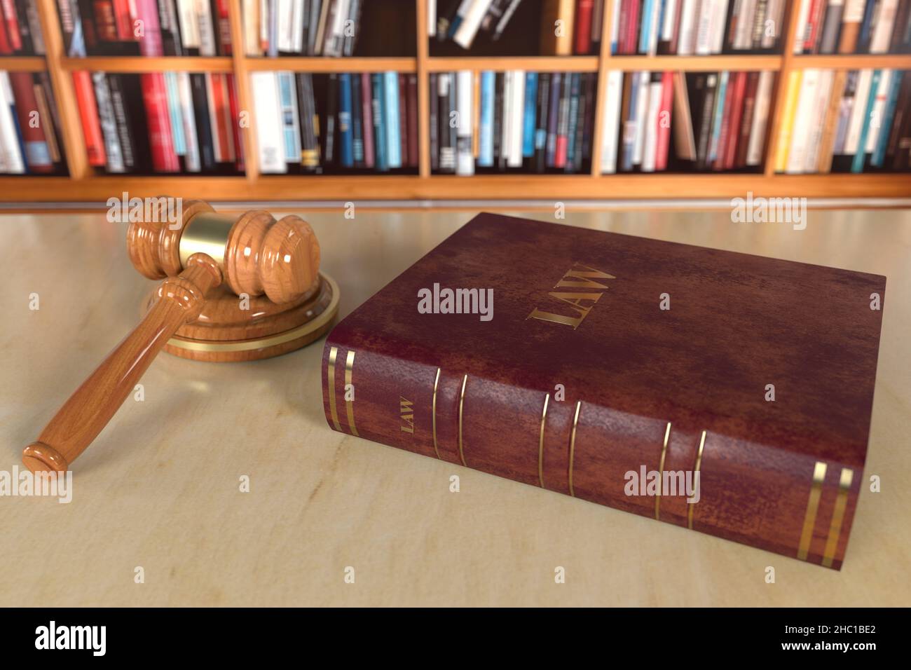 Justice books with wooden judges gavel on table in a courtroom or enforcement office Law concept