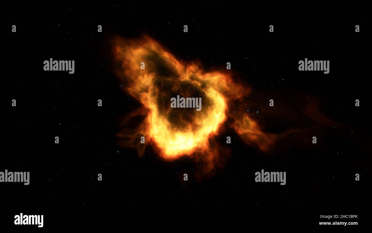Planetary nebula in space. Cloud of ionized gas, collapse of star ...