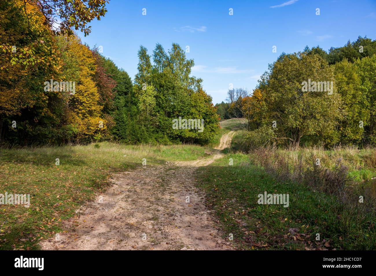 A winding rural path in a picturesque setting Stock Photo