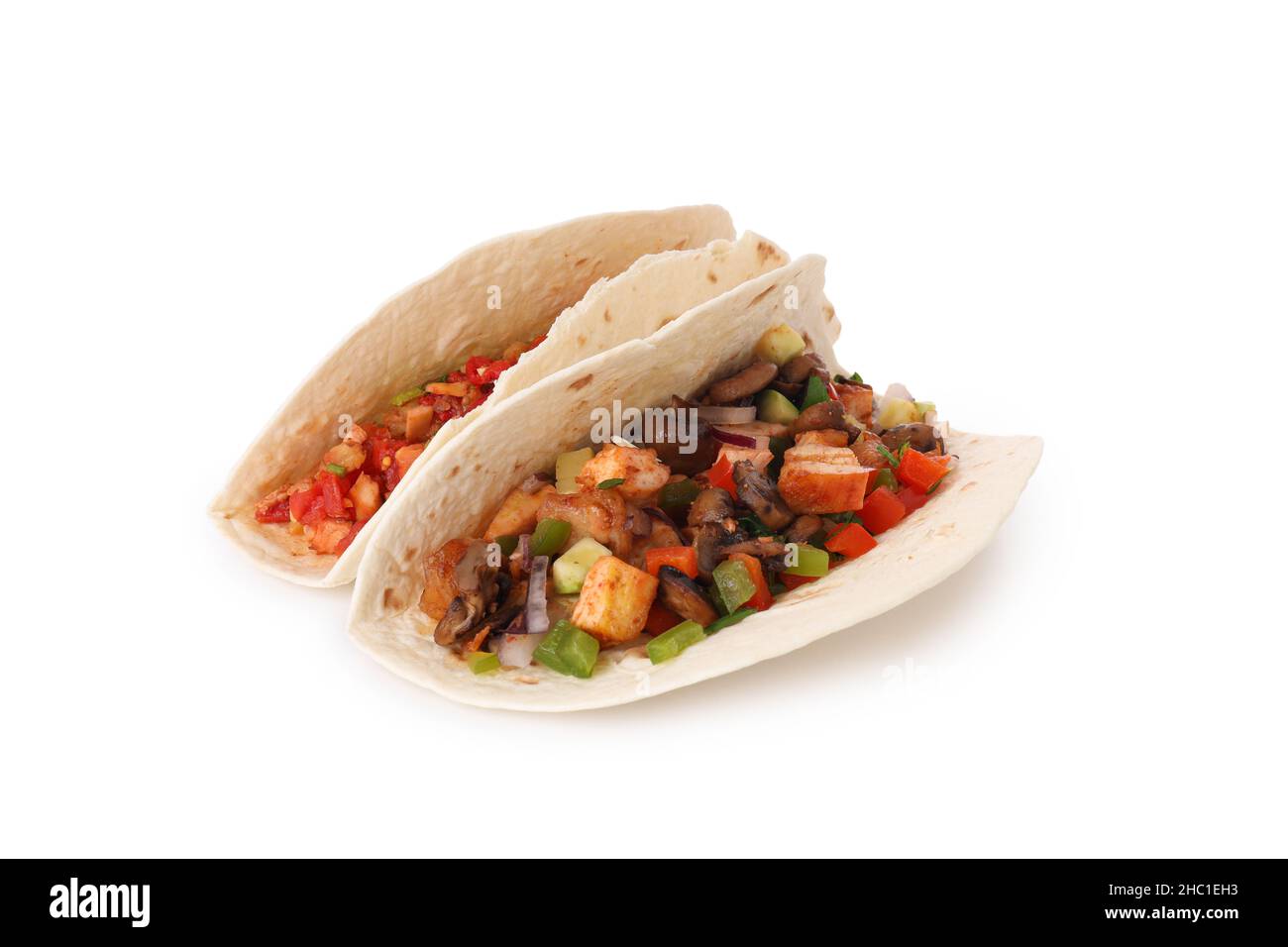 Tasty taco isolated on white background, close up Stock Photo