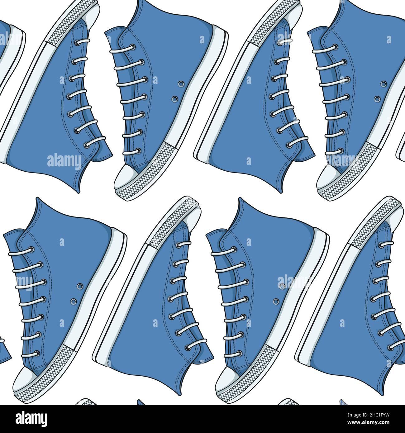 Seamless pattern with blue sneakers, gumshoes. Vector color background ...