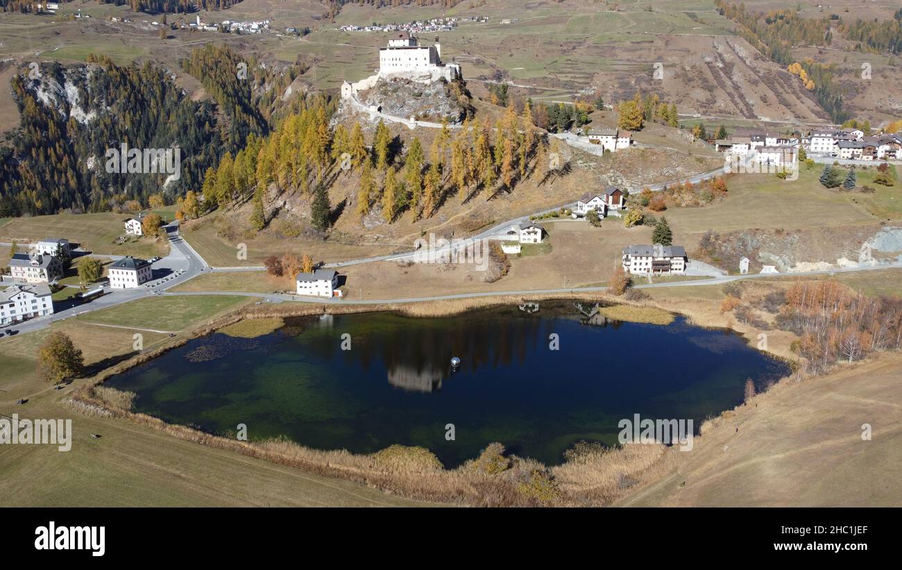 Drone view tarasp castle hi-res stock photography and images - Alamy