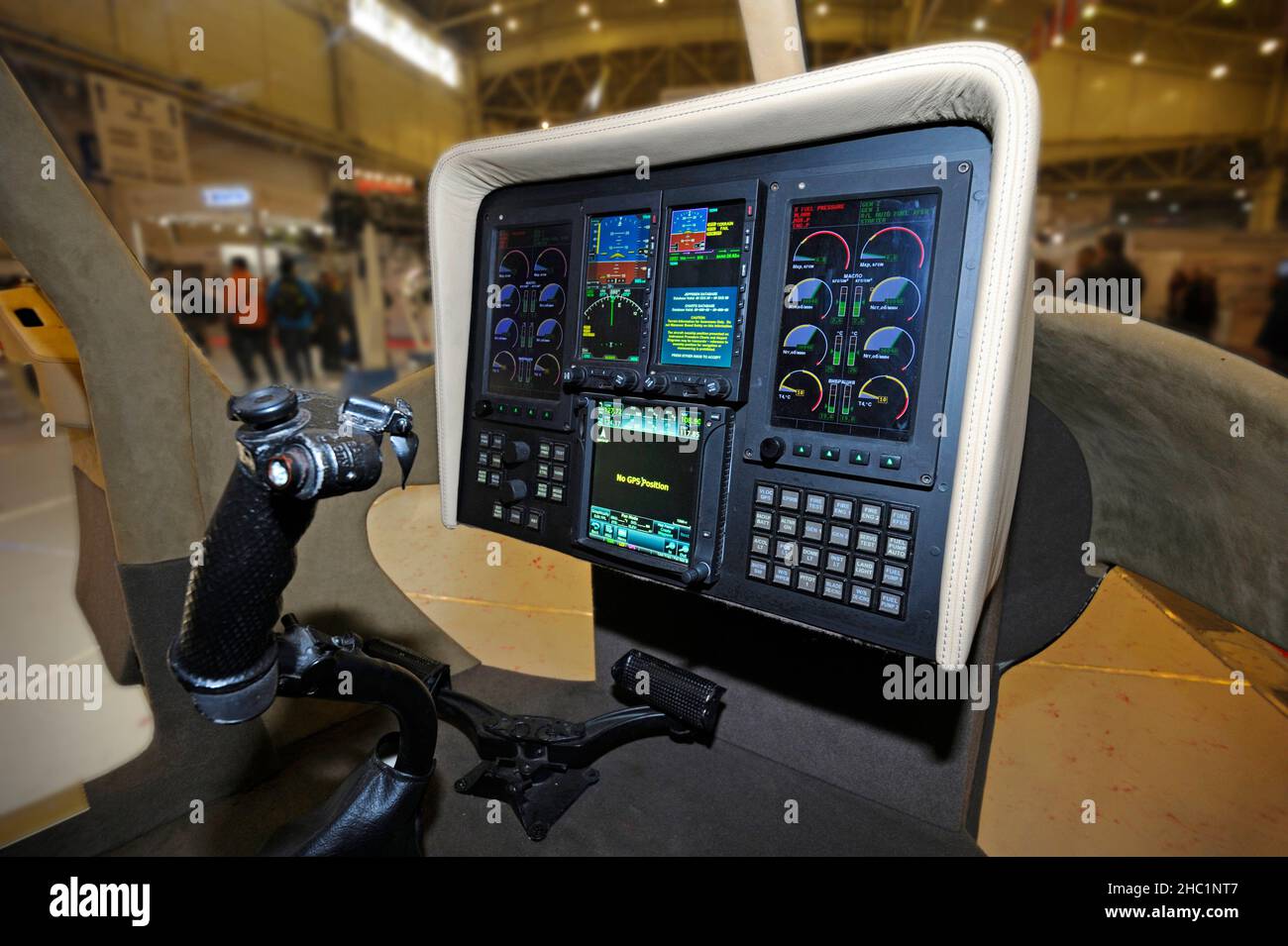 ?ockpit of a light passenger helicopter. pilot seat, dashboard