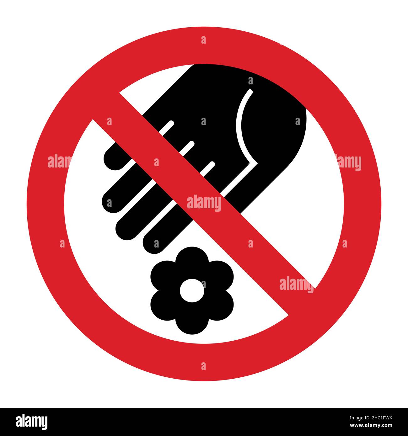 Do not pick flowers in this area. Prohibition sign Stock Photo Alamy
