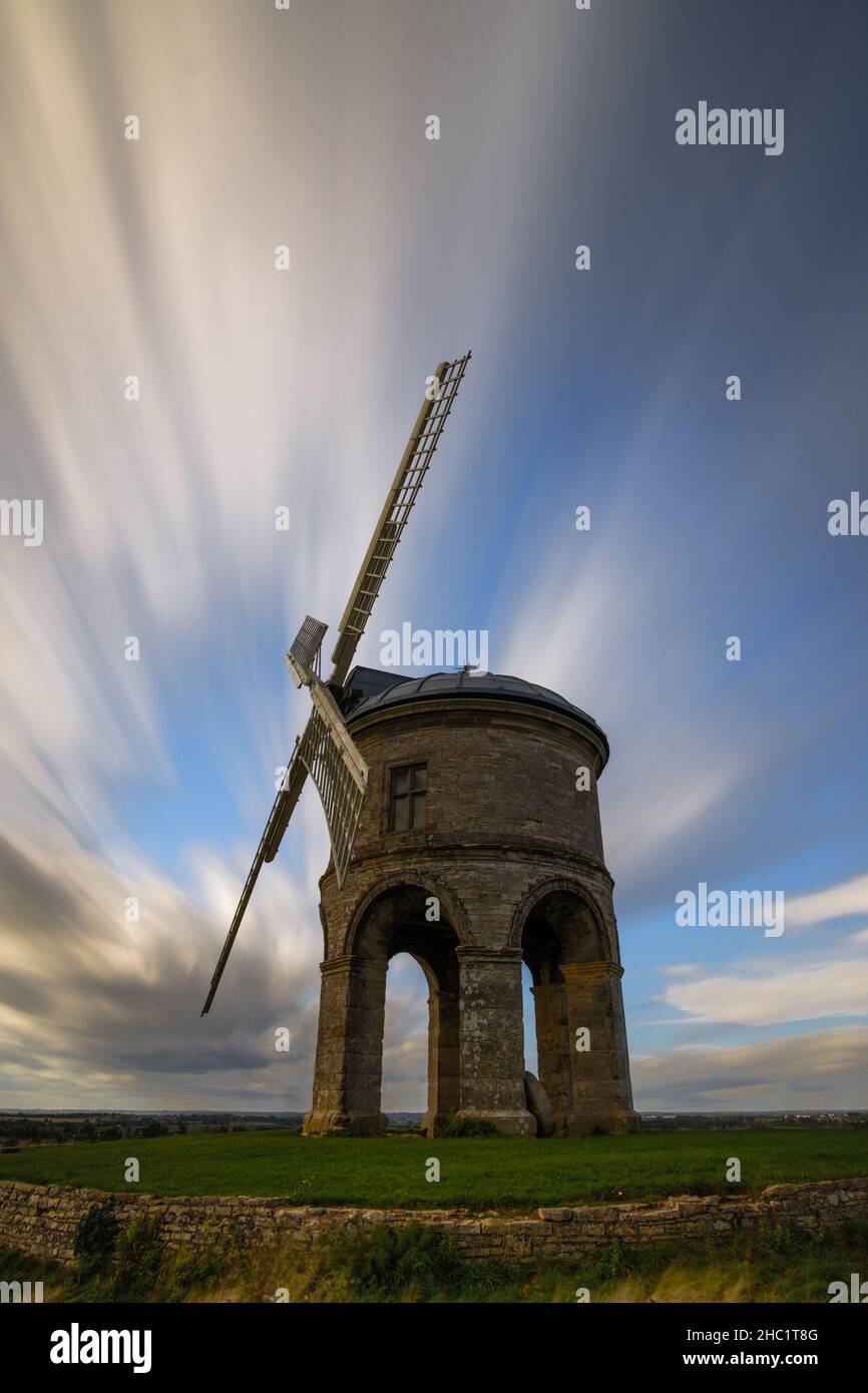 Chesterton Windmill on a windy day.  Leamington Spa, Warwickshire, UK Stock Photo