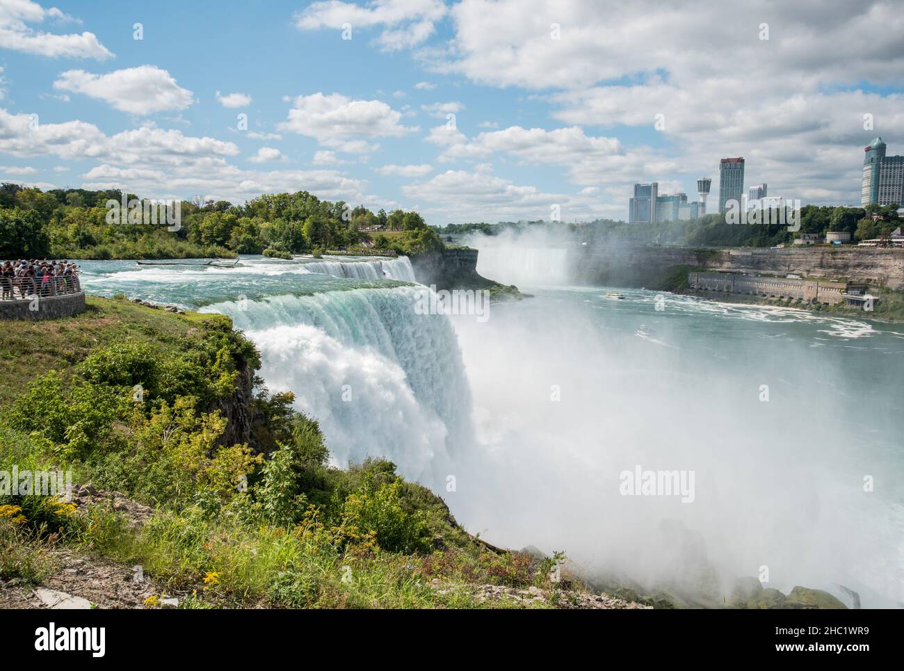 Side View Of The Famous American Falls Of The Niagara Falls USA Stock 