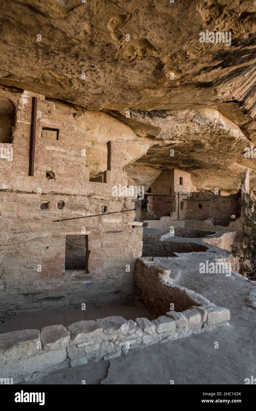 Famous ancient dwellings of native Americans in the Mesa Verde National Park, USA Stock Photo
