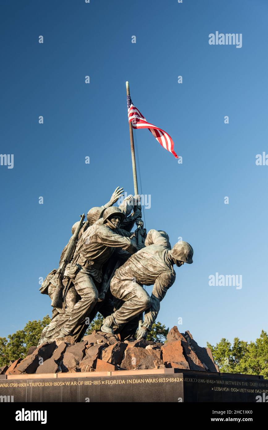 WASHINGTON, USA - AUGUST 20, 2019: Famous Iwo Jima memorial in Washington D.C., USA Stock Photo