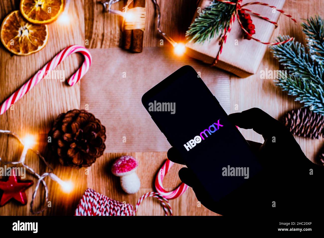 In this photo illustration a HBO Max logo seen displayed on a ...
