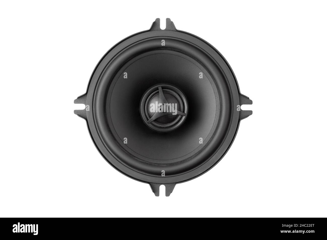 Stylish car audio acoustic round speaker isolated on white background