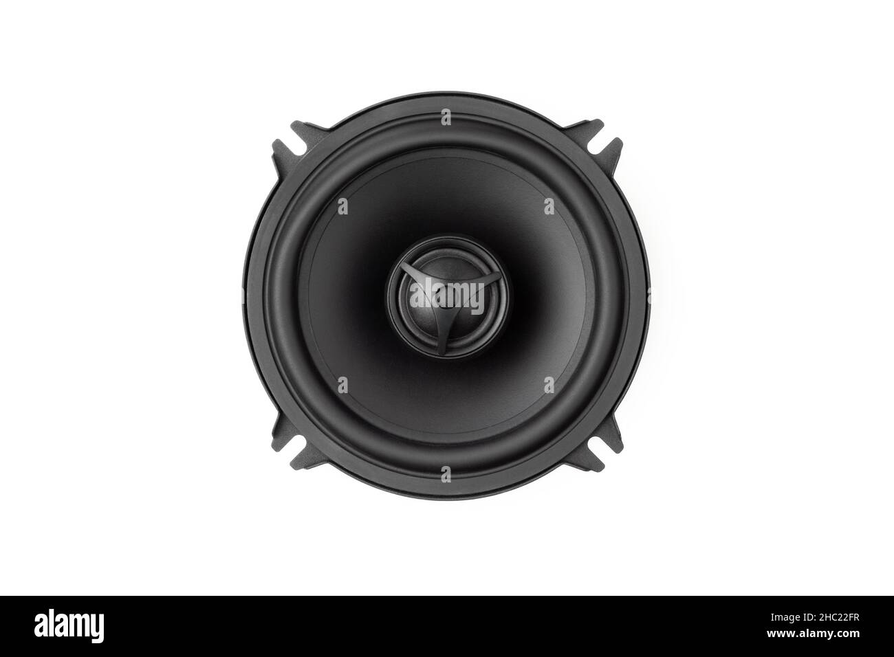 Stylish car audio acoustic round speaker isolated on white background