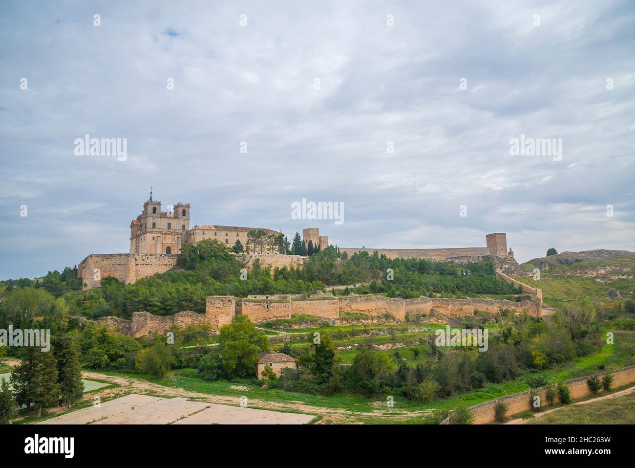 Monastery and castle. Ucles, Cuenca province, Castilla La Mancha, Spain. Stock Photo