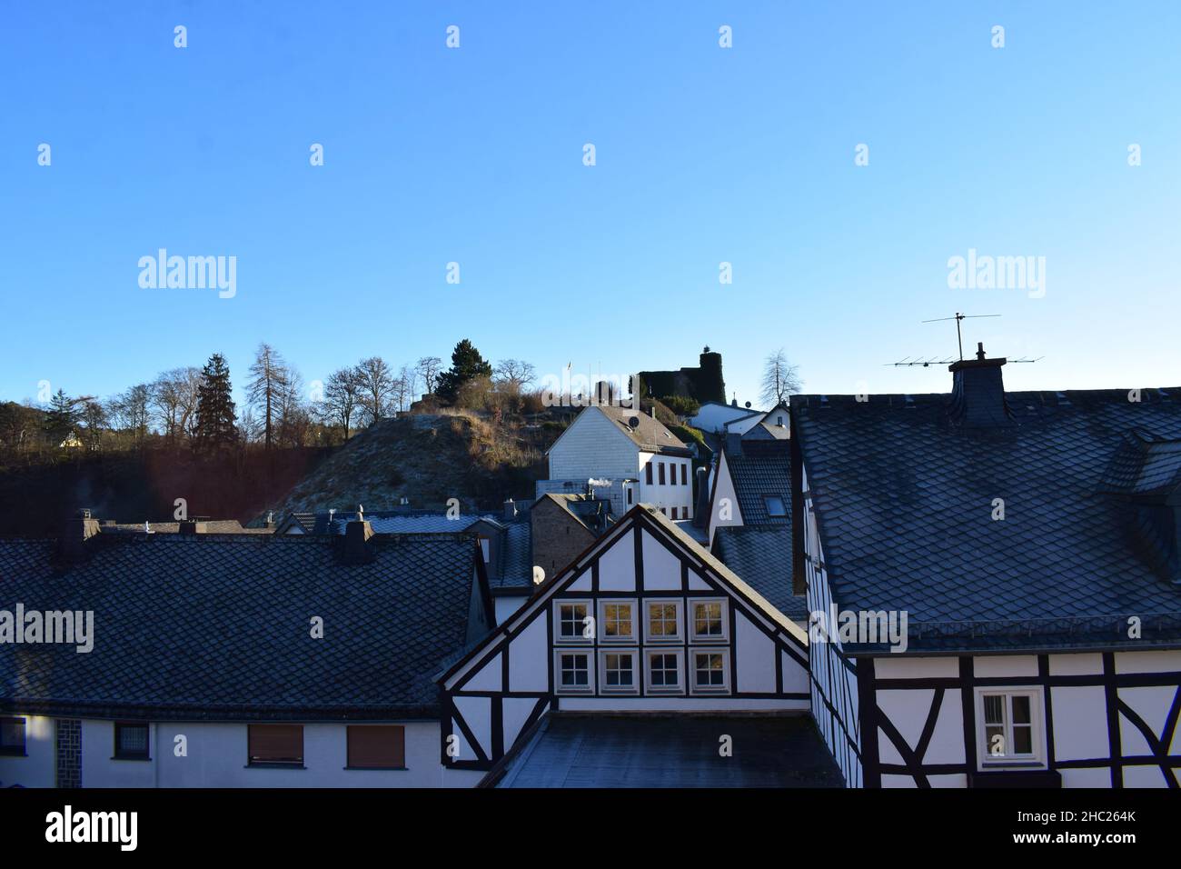 old town Ulmen with the castle ruin above Stock Photo - Alamy