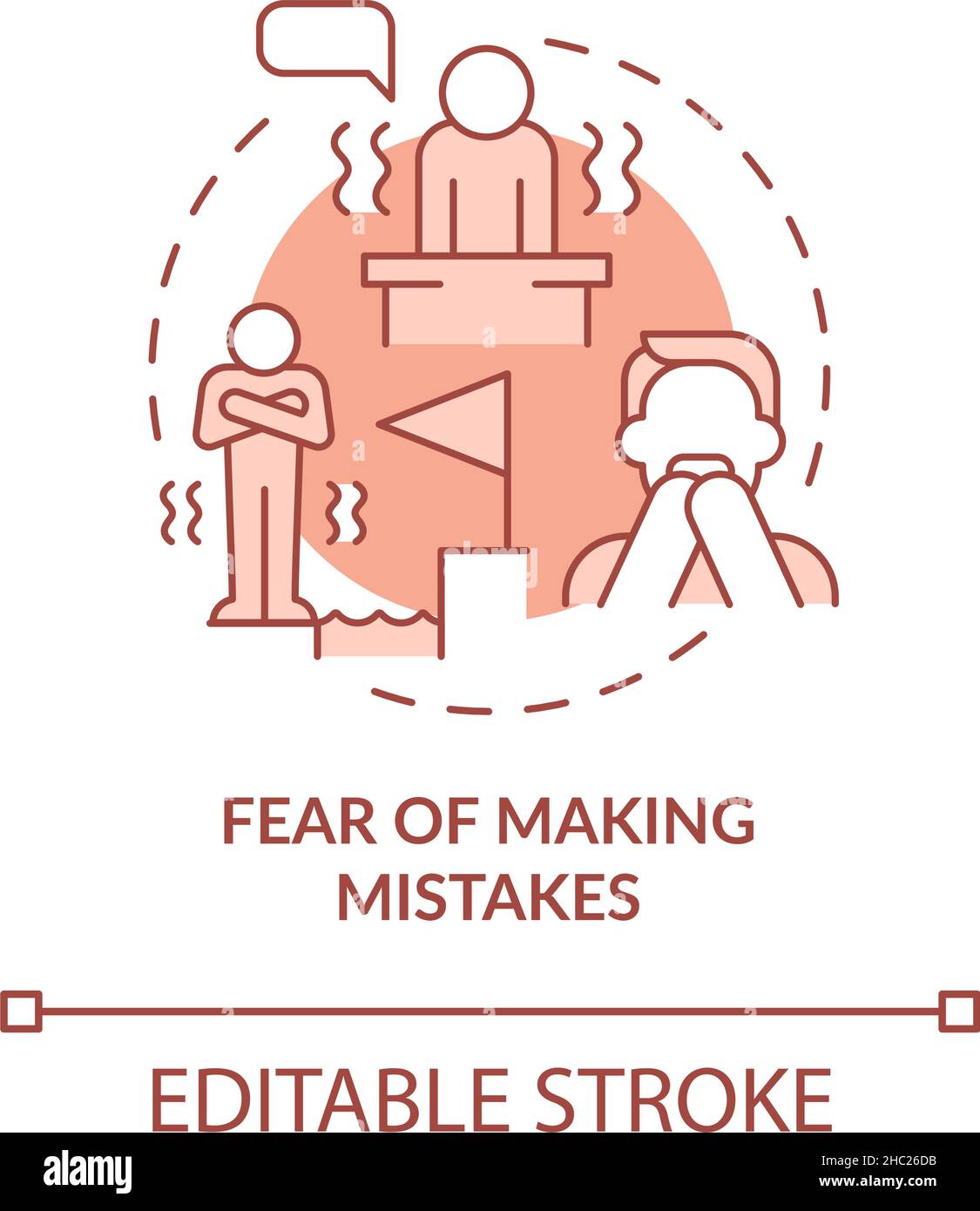 Fear of making mistakes terracotta concept icon stock vector image