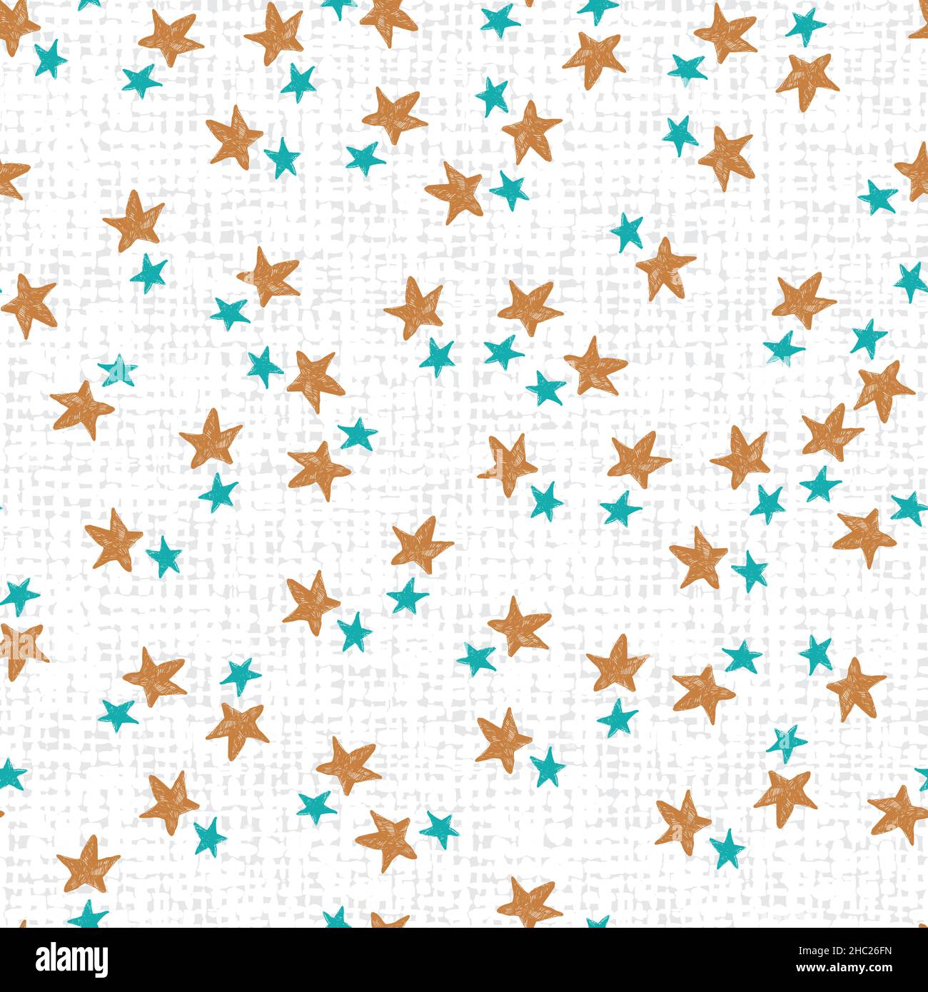 Vector stars sprinkle doodle seamless pattern with canvas background. Perfect for fabric, scrapbooking and wallpaper projects. Stock Vector