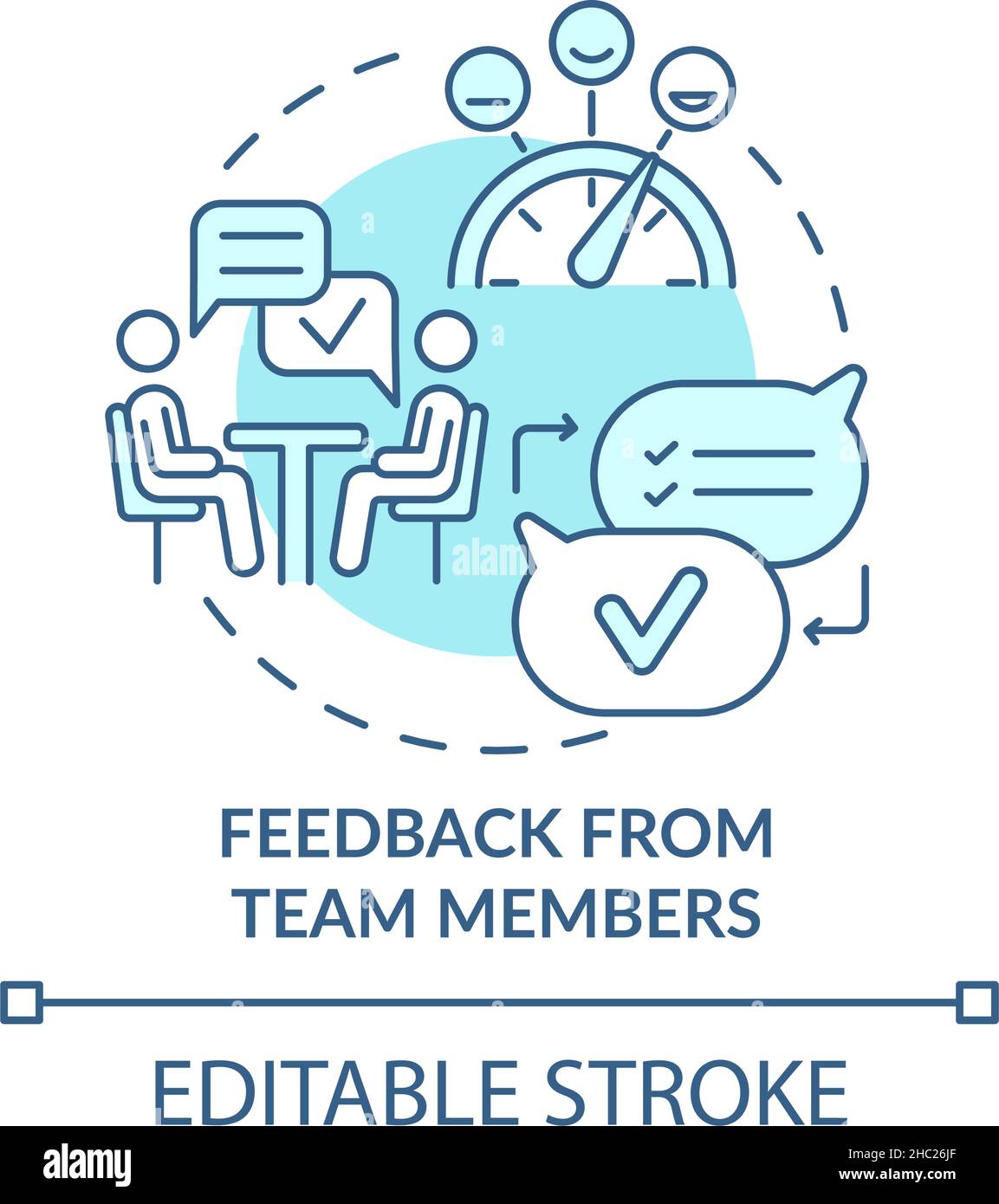 Feedback from team members turquoise concept icon Stock Vector