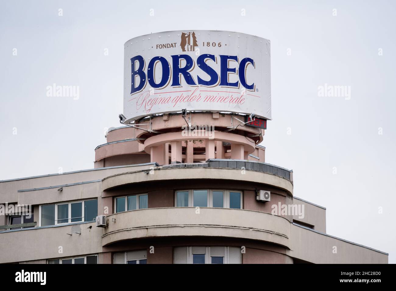Bucharest, Romania - June 6, 2020: Large sign with logo for Borsec ...